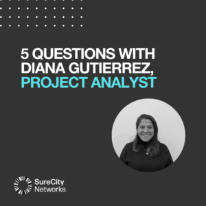 5 Questions with Diana Gutierrez graphic, with Diana's headshot
